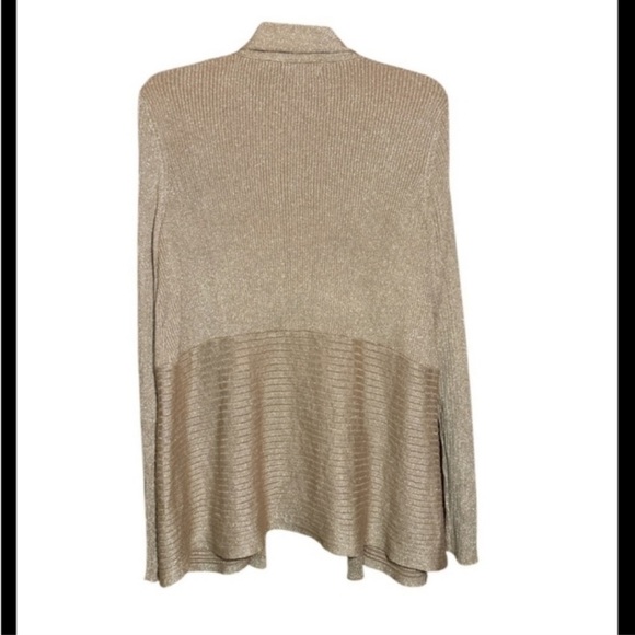 JM collections, metallic gold sparkle, tan open front cardigan size larg... - Picture 2 of 5